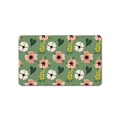 Flower Green Pink Pattern Floral Magnet (name Card) by anzea