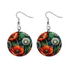 Flower Poppies Mini Button Earrings by Loisa77