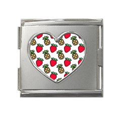 Strawberries Pineapples Fruits Mega Link Heart Italian Charm (18mm) by Loisa77