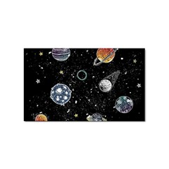 Glittering Planets Space Galaxy Glitter Black Sticker (rectangular) by Perong