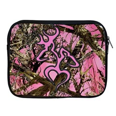 Pink Browning Deer Glitter Camo Apple Ipad 2/3/4 Zipper Cases by Perong