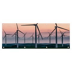 Wind Giants At Twilight Banner And Sign 8  X 3  by Tellerarts