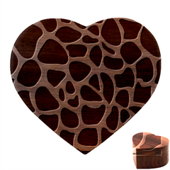 Animal Print Girraf Patterns Heart Wood Jewelry Box