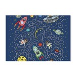 Cat Space Astronaut Rocket Maze Crystal Sticker (A4) Front