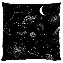 Black Space Drawing Art Planet Drawing Stars Black Space Galaxy Outer Space Standard Premium Plush Fleece Cushion Case (two Sides) by Perong