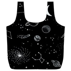 Black Space Drawing Art Planet Drawing Stars Black Space Galaxy Outer Space Full Print Recycle Bag (xxl) by Perong