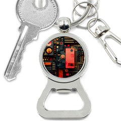 Tech Technology Pattern Bottle Opener Key Chain by Salmanaz77