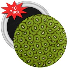 Kiwi Fruit Pattern Green Background 3  Magnets (10 Pack)  by Paksenen