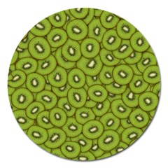 Kiwi Fruit Pattern Green Background Magnet 5  (round) by Paksenen