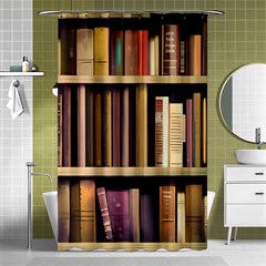 Books Bookshelves Office Fantasy Background Artwork Book Cover Apothecary Book Nook Literature Libra Shower Curtain 48  X 72  (small) 