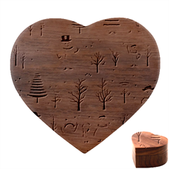 Snowman Snow Christmas Heart Wood Jewelry Box by Ravend