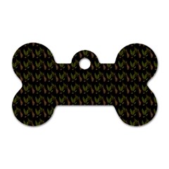 Fern Pattern 2 Black Dog Tag Bone (one Side) by snowwhitegirl