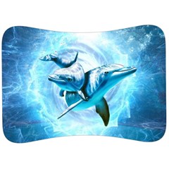 Dolphin Blue Sea Fantasy Velour Seat Head Rest Cushion by Maspions