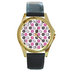 Pattern Seamless Design Decorative Round Gold Metal Watch by Maspions