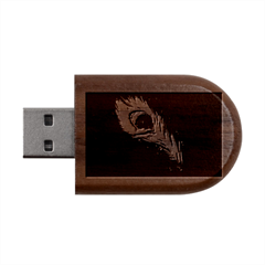 Shree Krishna, Feather, Lord, Rainbows Wood Oval Usb Flash Drive