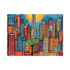 City New York Nyc Skyscraper Skyline Downtown Night Business Urban Travel Landmark Building Architec Premium Plush Fleece Blanket (mini) by Posterlux