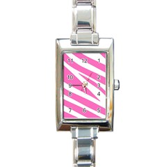 White Pink Stripes, Pattern Rectangle Italian Charm Watch