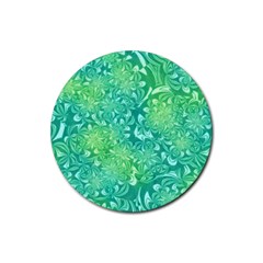 Retro Flower Pattern Design Batik Rubber Round Coaster (4 Pack)