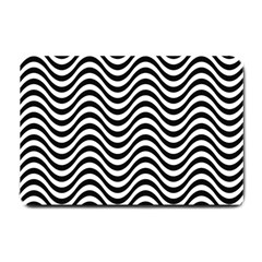 Black White Wave Pattern Wavy Water Seamless Small Doormat by Posterlux