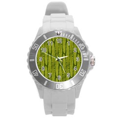 Fern Texture Nature Leaves Round Plastic Sport Watch (l)