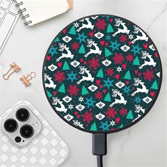 Holiday Season Pattern December Happy Holidays Merry Christmas Winter Family Festive New Year Wireless Fast Charger(black) by Maspions