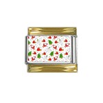 Christmas Pattern  Trees Santa Gold Trim Italian Charm (9mm) Front