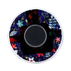 Festive Floral Pattern Christmas Blue Floral Flower Foliage Leaves Pattern Red Snow Winter On-the-go Memory Card Reader by Maspions