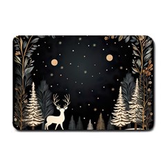 Christmas Winter Xmas Scene Nature Forest Tree Moon Small Doormat by Apen