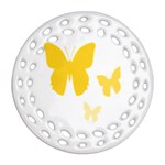 Yellow Butterfly Animals Fly Ornament (Round Filigree) Front