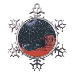 Astrology Surreal Surrealism Trippy Visual Art Metal Large Snowflake Ornament by Bedest