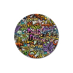 Graffiti Word Seamless Pattern Magnet 3  (round) by Bedest