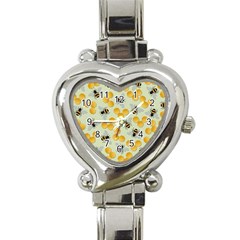 Bees Pattern Honey Bee Bug Honeycomb Honey Beehive Heart Italian Charm Watch