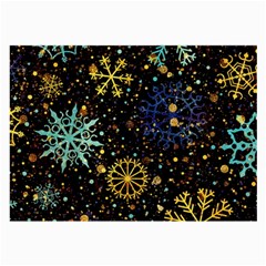 Gold Teal Snowflakes Gold Abstract Christmas Large Glasses Cloth (2 Sides) by Bedest