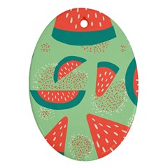 Watermelon Dots Summer Pattern Oval Ornament (two Sides) by Bedest