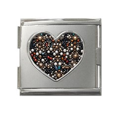 Pearls And Stones Mega Link Heart Italian Charm (18mm) by dedoma