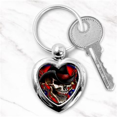 Confederate Flag Usa America United States Csa Civil War Rebel Dixie Military Poster Skull Key Chain (heart) by Ket1n9