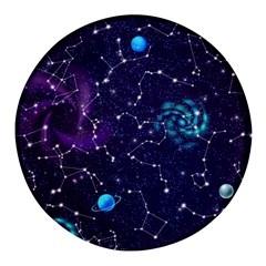 Realistic Night Sky Poster With Constellations Round Glass Fridge Magnet (4 Pack) by Ket1n9