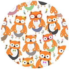 Cute Colorful Owl Cartoon Seamless Pattern Wooden Puzzle Round by Apen