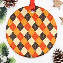 Halloween Argyle Pattern  Ornament (round) by Safari