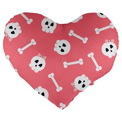 Halloween Pattern With Sculles And Bones 20240926 160927 0000 Large 19  Premium Flano Heart Shape Cushions by Safari