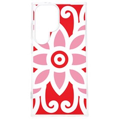 A Red And White Pattern With A Flower On It Samsung Galaxy S24 Plus 6 7 Inch Tpu Uv Case by catchydesignhill