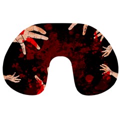 Horror Themed Bloody Hands Travel Neck Pillow by ExtraAwesomeSauce