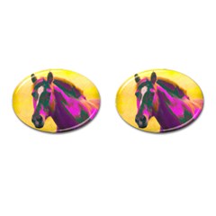 Vibrant Abstract Equine Art Cufflinks (oval) by ExtraAwesomeSauce