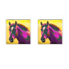 Vibrant Abstract Equine Art Cufflinks (square) by ExtraAwesomeSauce