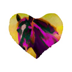 Vibrant Abstract Equine Art Standard 16  Premium Flano Heart Shape Cushions by ExtraAwesomeSauce