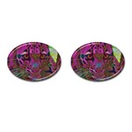 Pink and Purple Leopard Cufflinks (Oval) Front(Pair)