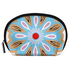 A Blue And Brown Flower With A Red Center Accessory Pouch (large) by catchydesignhill