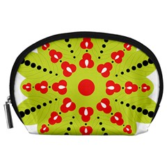 A Green And Red Flower With Black Dots Accessory Pouch (large) by catchydesignhill