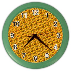 Pixel Art Mushroom Pattern Color Wall Clock by ExtraAwesomeSauce