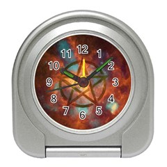 Enchanted Nebula Pentagram Art Travel Alarm Clock by ExtraAwesomeSauce